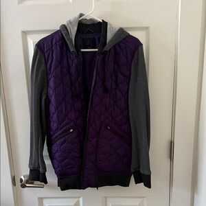 Purple and Gray Quilted Jacket with Hood